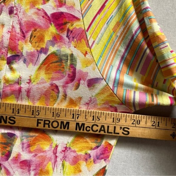 Eva & Claudi Colorful Butterfly Patterned Dress with Striped Sleeves Sz L - Picture 10 of 11